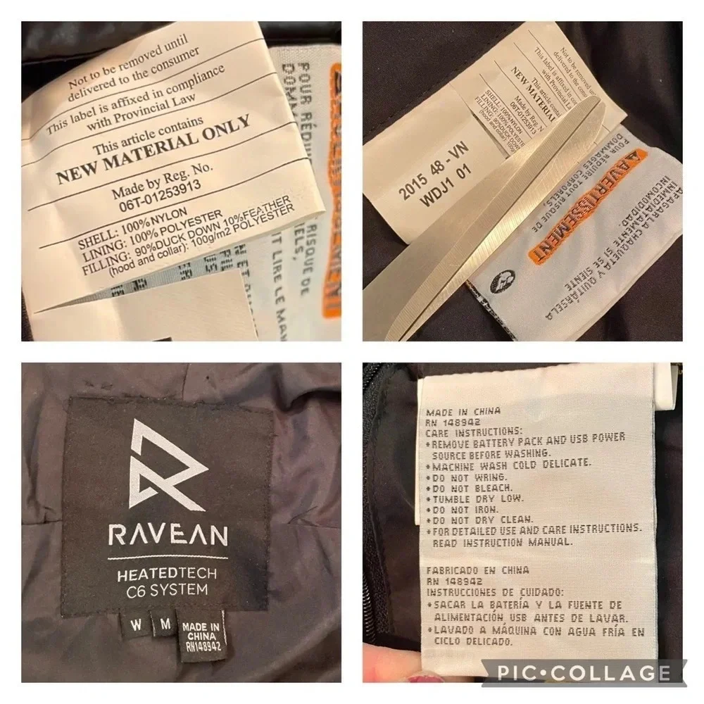 Ravean Heat System Black Down Jacket With Hood Woman’s Size Medium